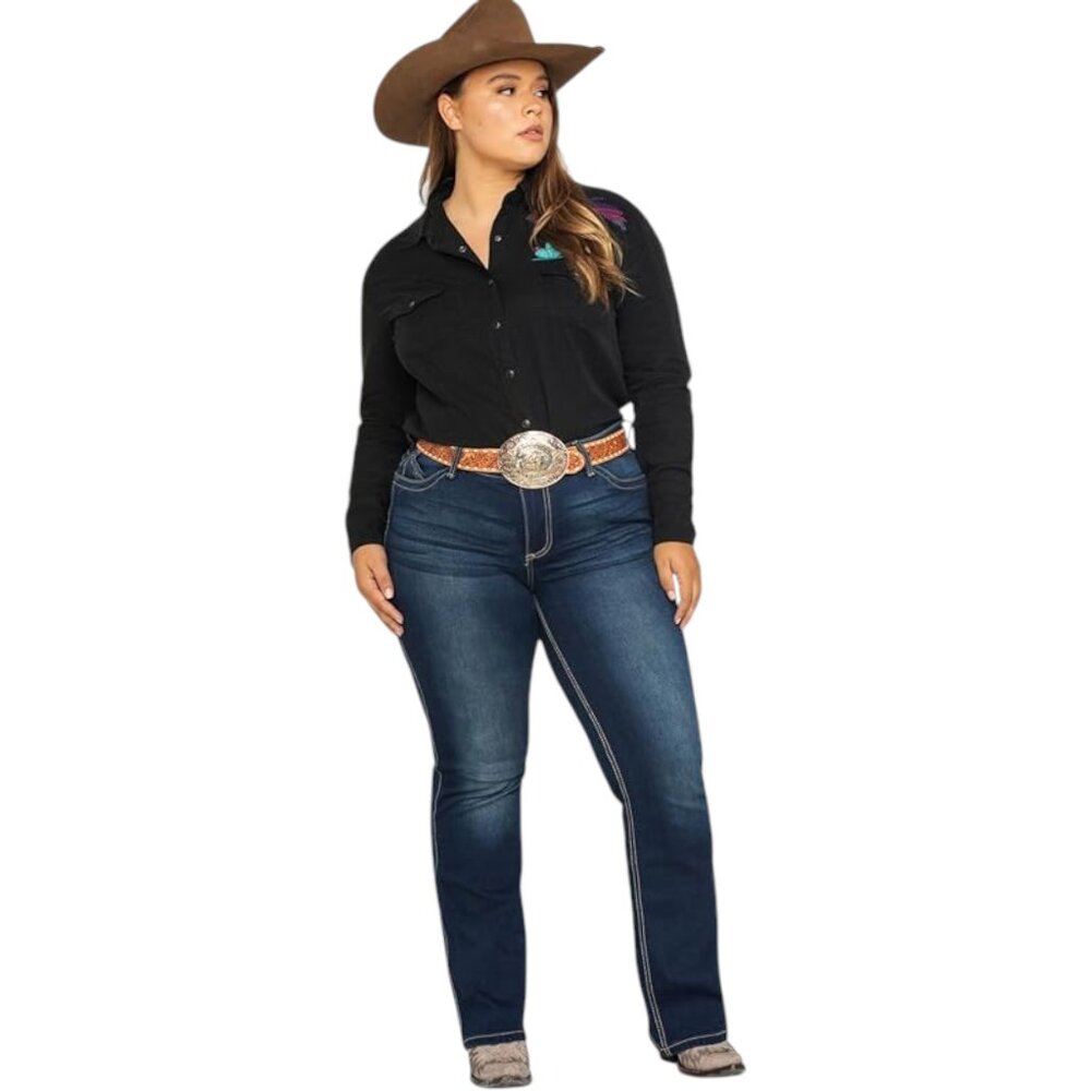 Wrangler Q-Baby Boot Cut Jeans Women's Plus Size 24W x 32 Dark Wash NWT - Picture 5 of 13